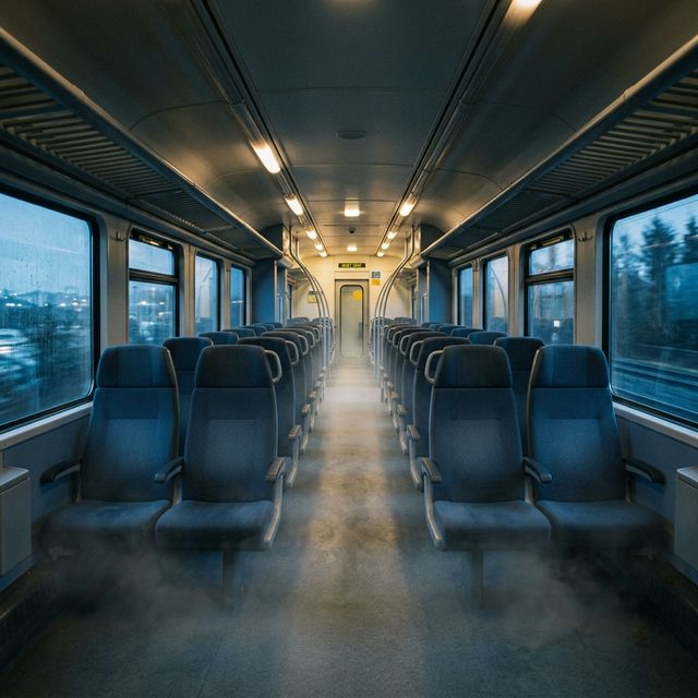 Empty cinematic train carriage